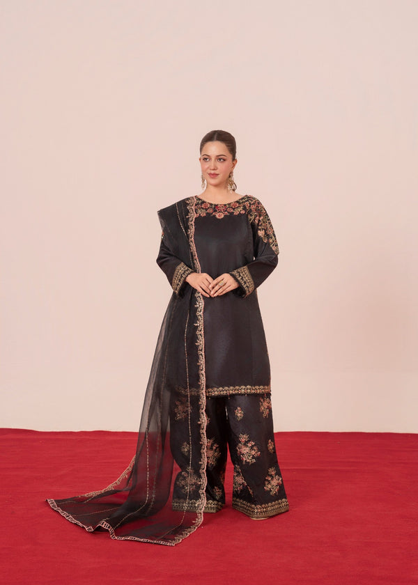 Pehnawa Fashion Black Silk Women 3pcs