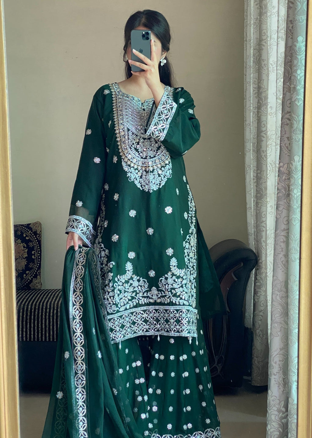 Four Season Boutique FARSHI GHARRARA BOTTLE GREEN Women 3pcs