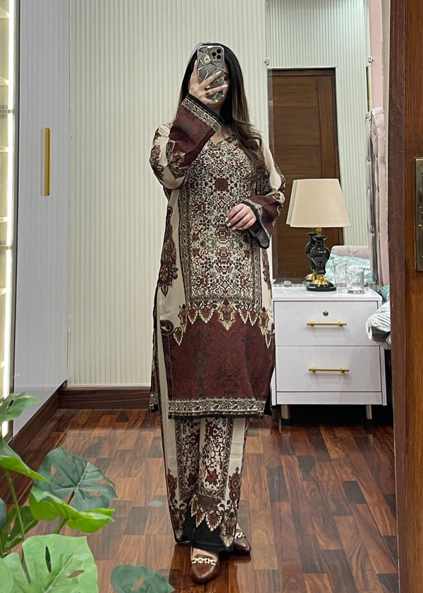 Tehzeeb Libas BROWNIE CORD SET Women 2pcs