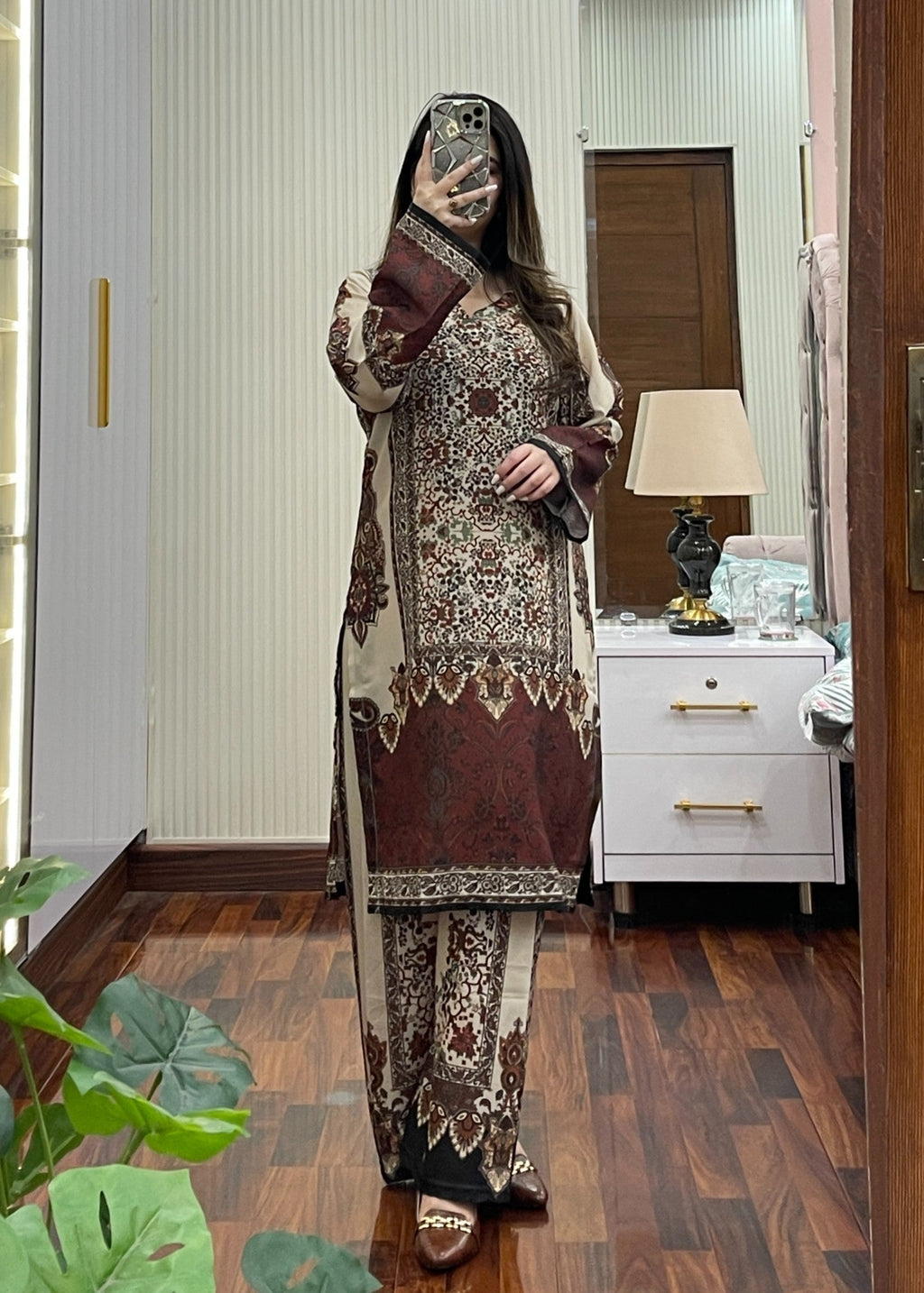 Tehzeeb Libas BROWNIE CORD SET Women 2pcs