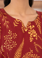 Chaudhary Arts Leave mahroon Women 2pcs