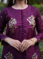 Suits By Sadia PURPLE SILK Women 3pcs