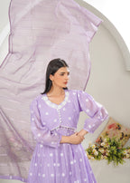 Elara Official Lilac Charm Frock set Women 3pcs