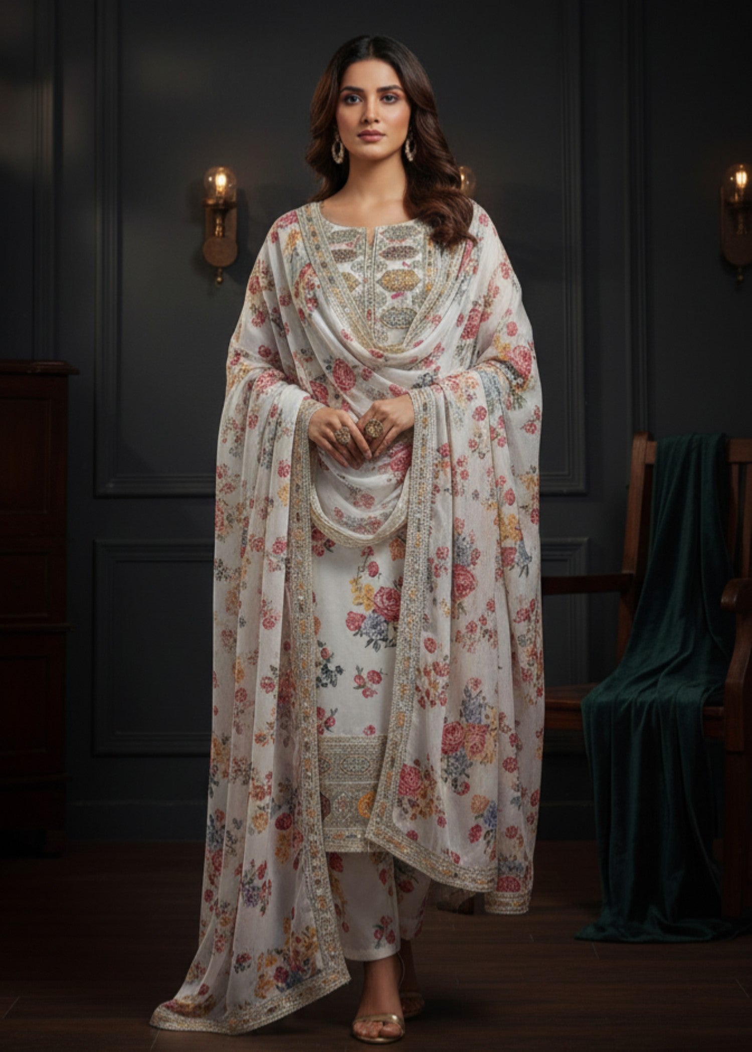 Pehnawa By Bin Akram’s NOOR OFF WHITE | Shimoz Silk Women 3pcs