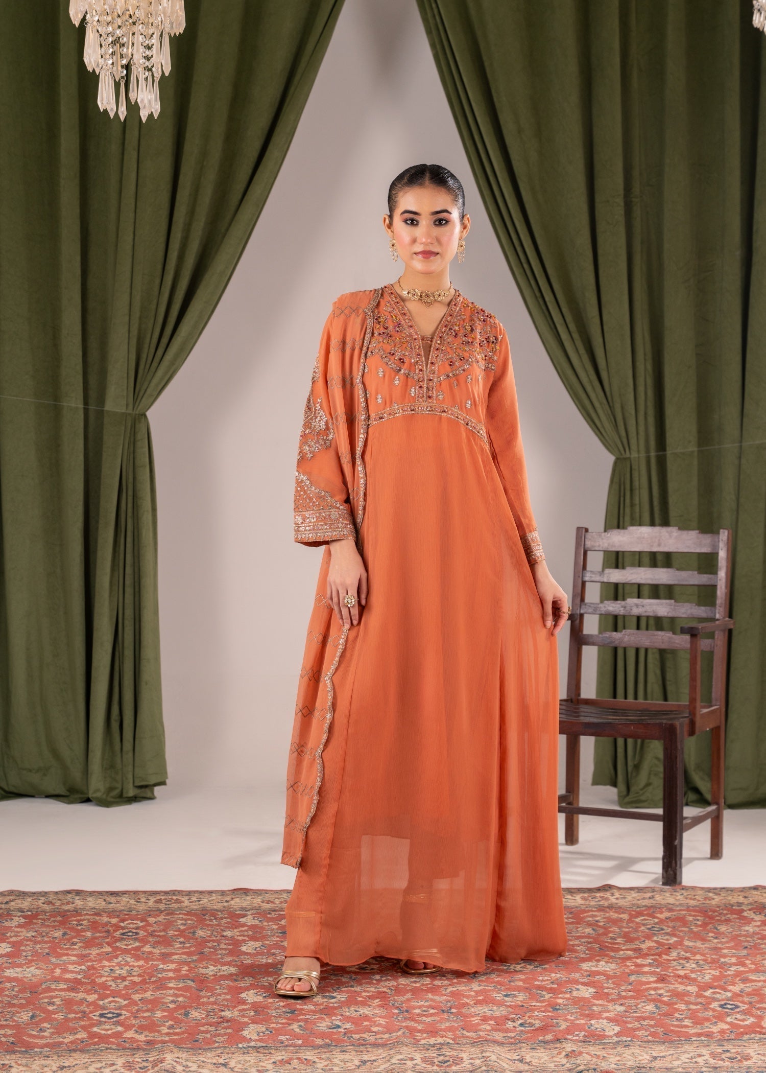 Pehnawa Fashion Flare Maxi chiffon Women 3pcs