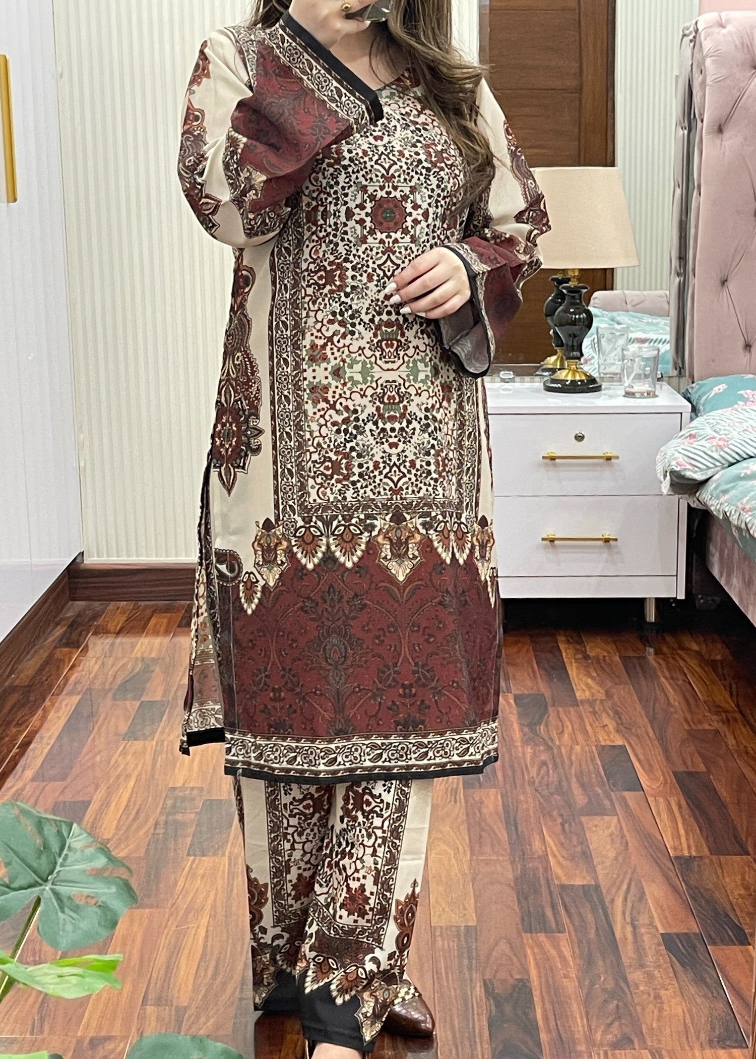 Tehzeeb Libas BROWNIE CORD SET Women 2pcs