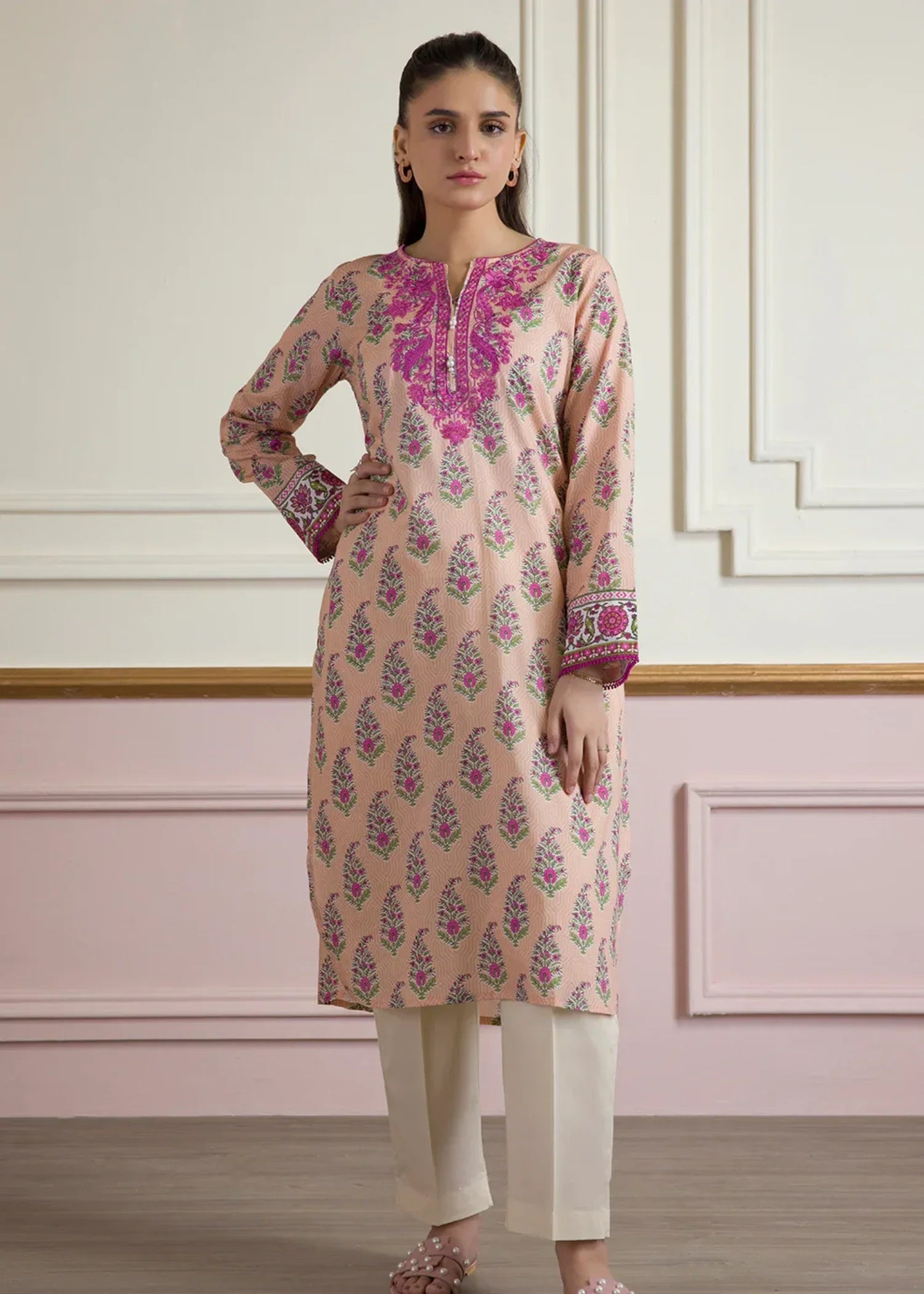 Zellbury WPS2511951 Peach Pink Women 1pcs