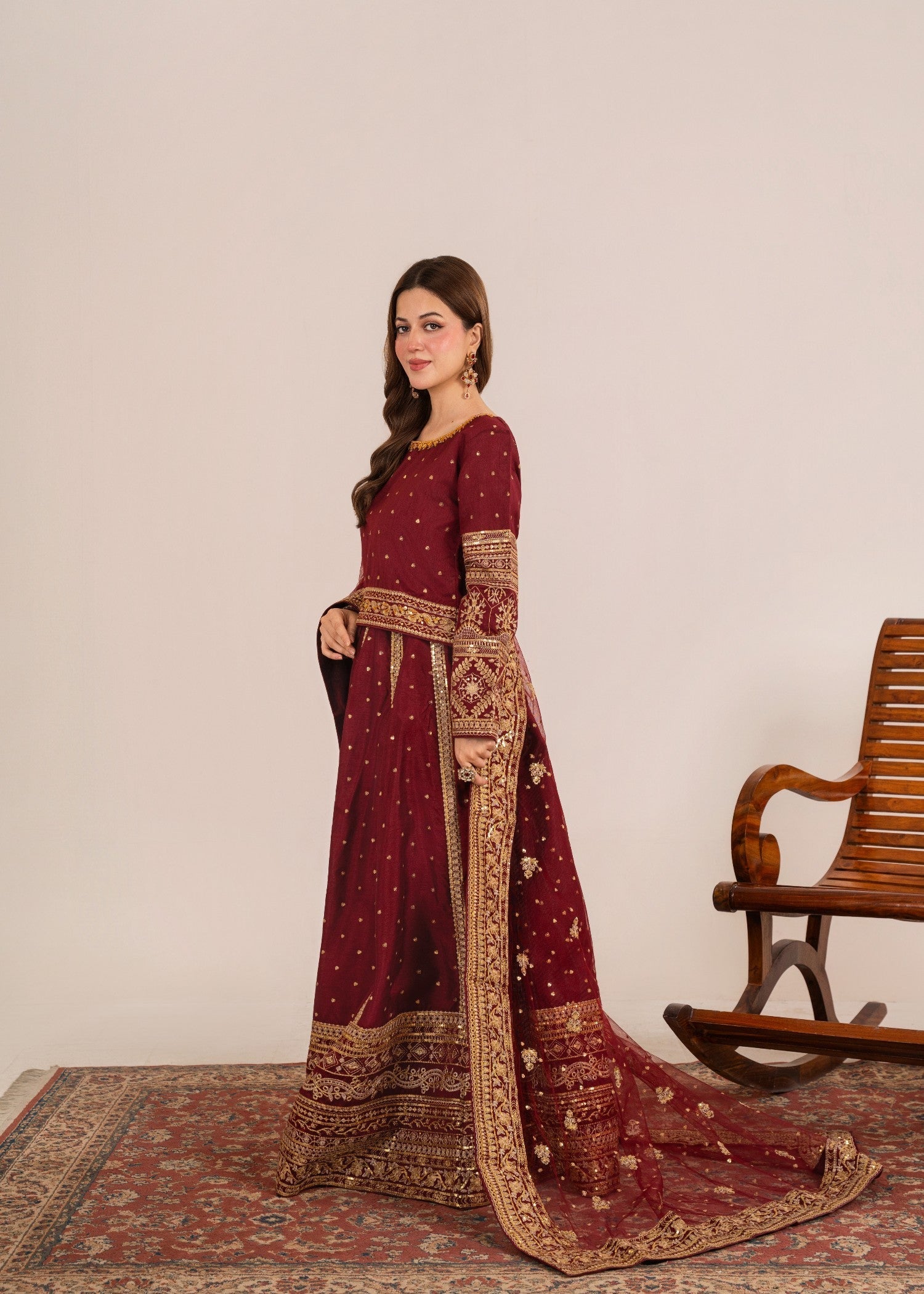 Qasim Anwer By Chandni Bridals SHABNAM (MAROON) Women 3pcs