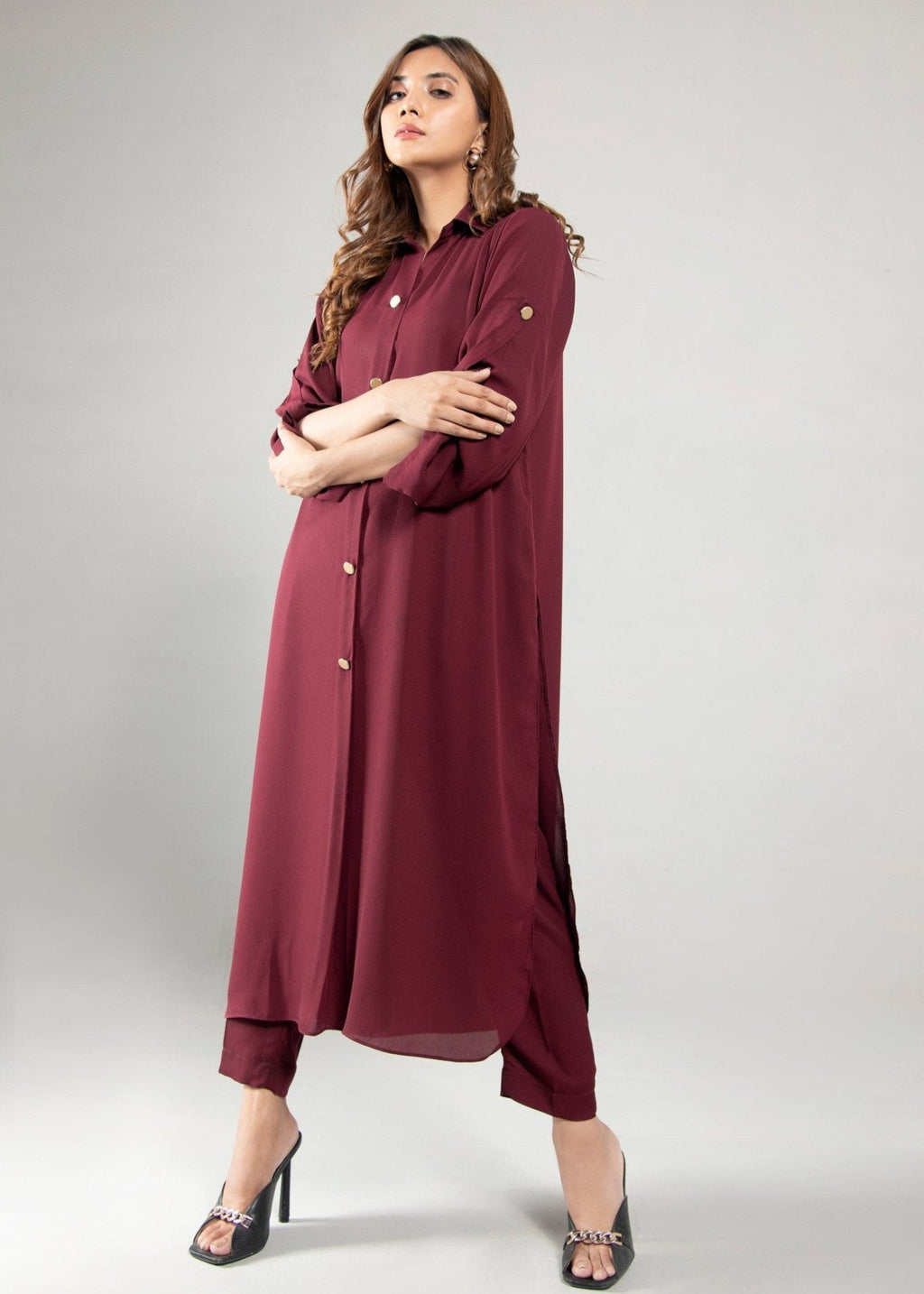 Peach Republic Elegant Buttoned Dress 02 Women 2pcs