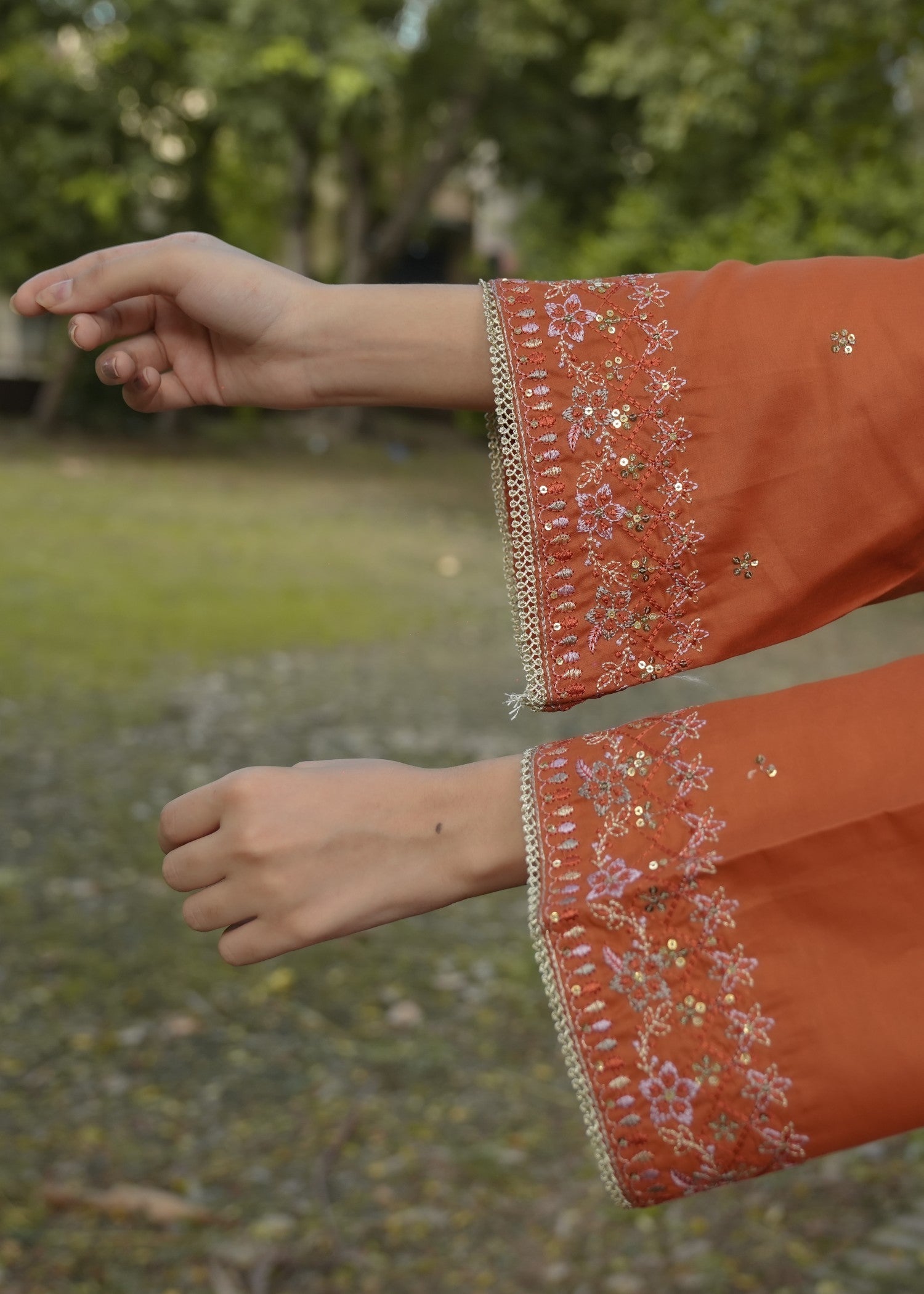 Attirepret – Elegant Rust Cotton Suit Women 3pcs