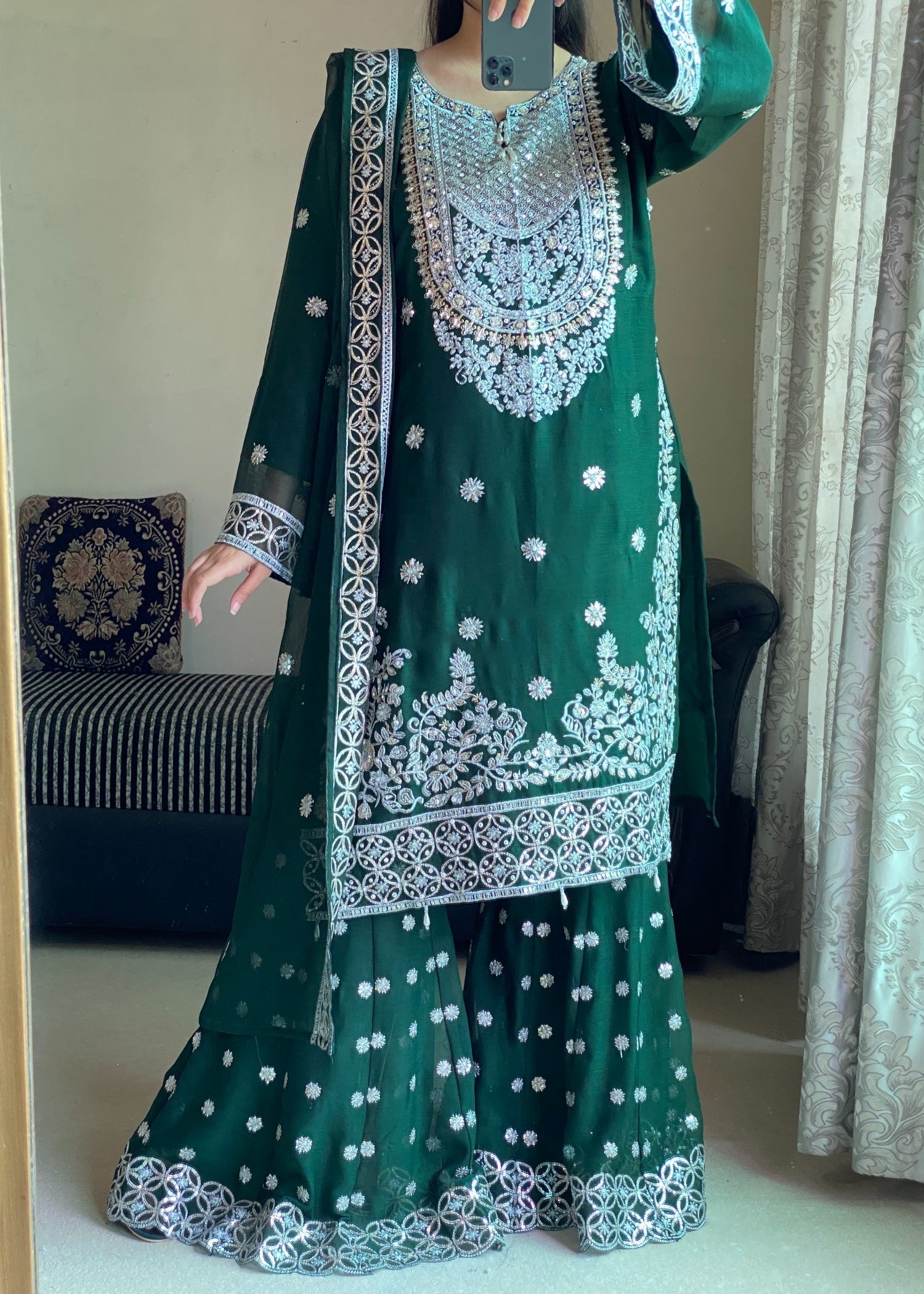 Four Season Boutique FARSHI GHARRARA BOTTLE GREEN Women 3pcs