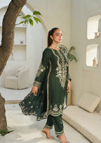 Designer Rack Dhanak embraided green Women 3pcs