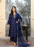 Fabric Garden Crowned Blue EMB Women 3pcs