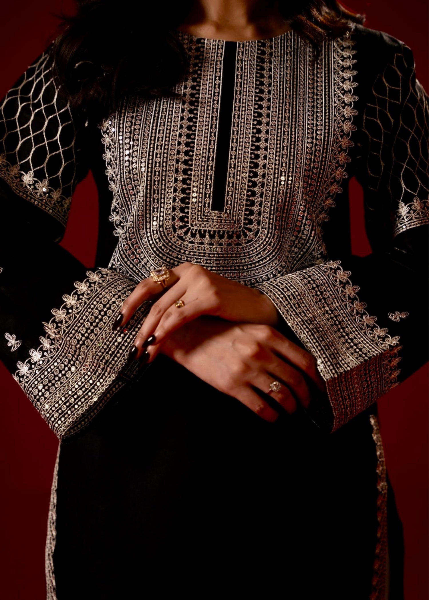 Zeenat & Zoha Silver Sequin Women 2pcs