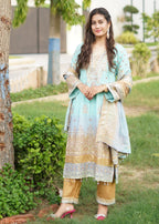 Suits By Sadia Aquamarine chiffon Women 3pcs