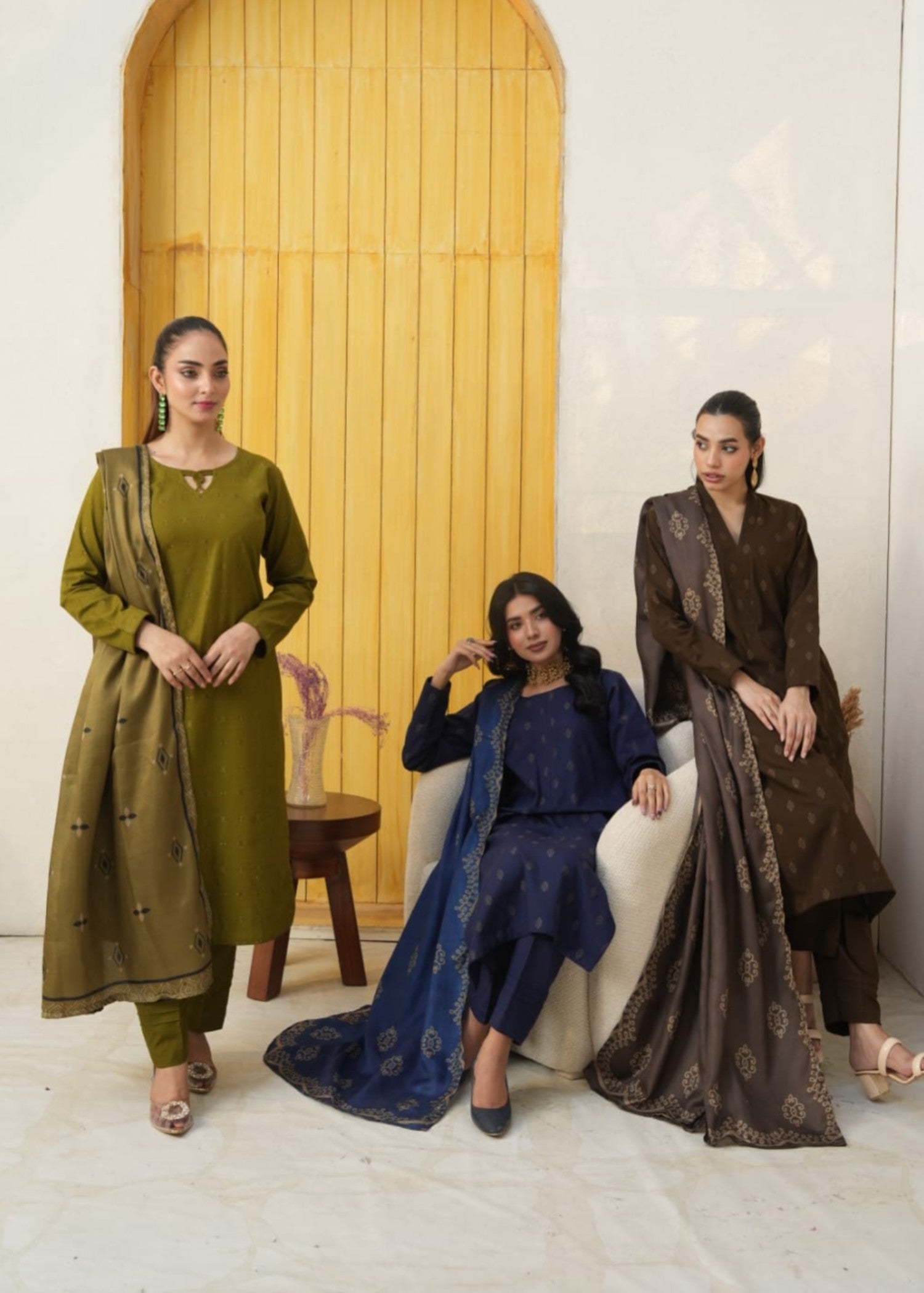 Designer Rack khadar jaccard brown Women 3pcs