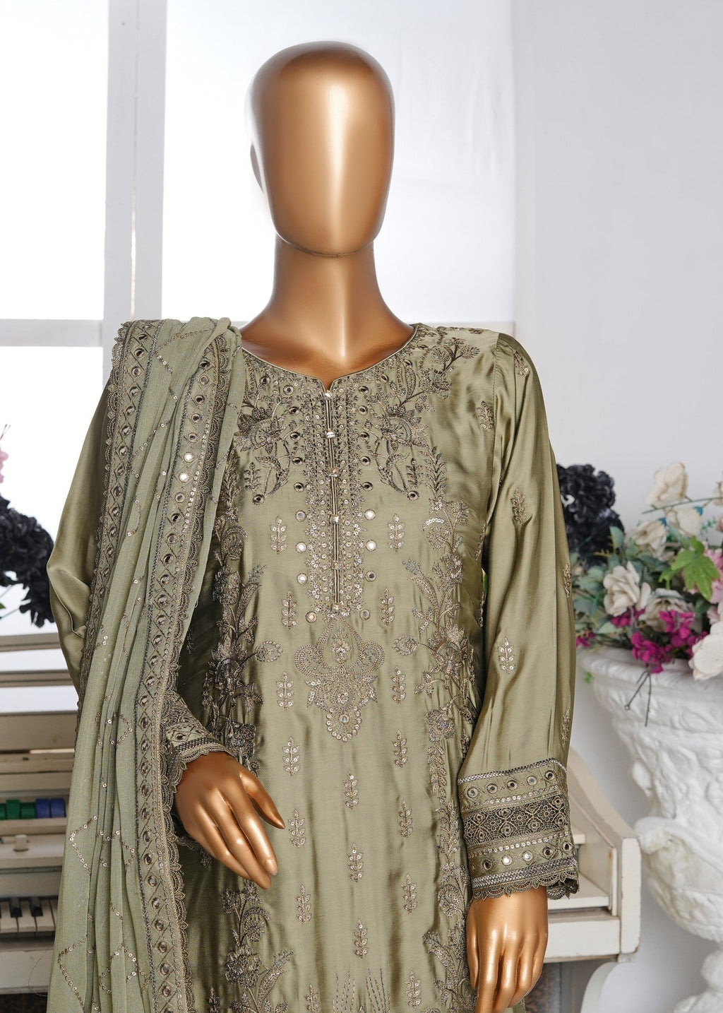 Ahmed Creations RUMAISA OLIVE GREEN Women 3pcs