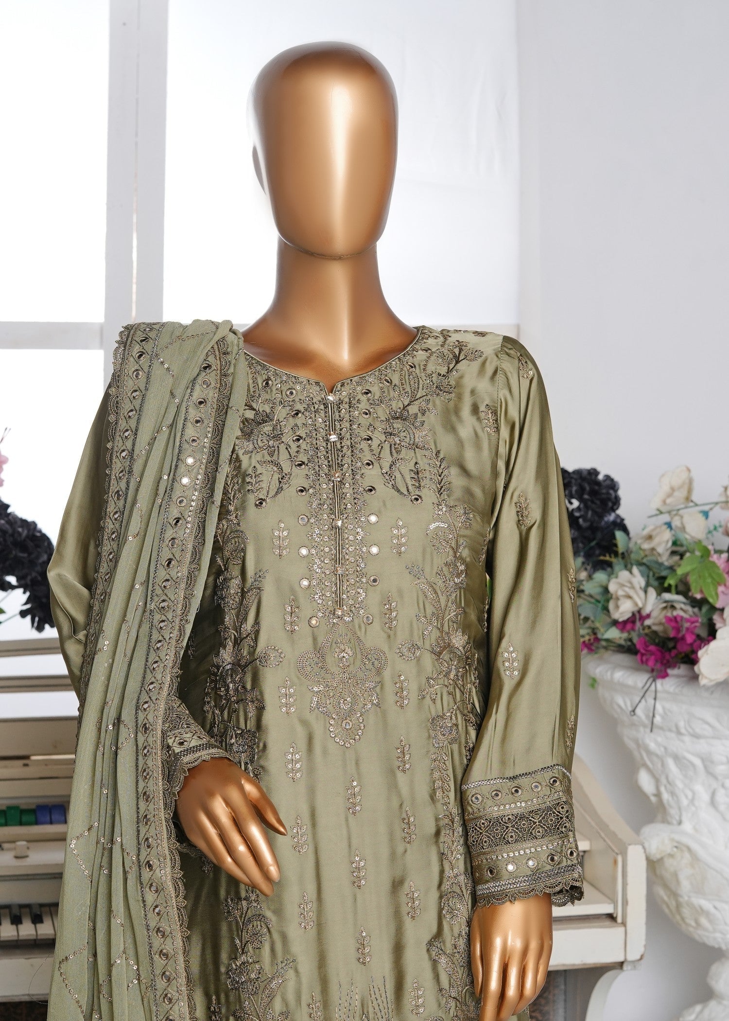 Ahmed Creations RUMAISA OLIVE GREEN Women 3pcs