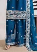 Four Season Boutique MEHERBAAN TEAL BLUE Women 3pcs