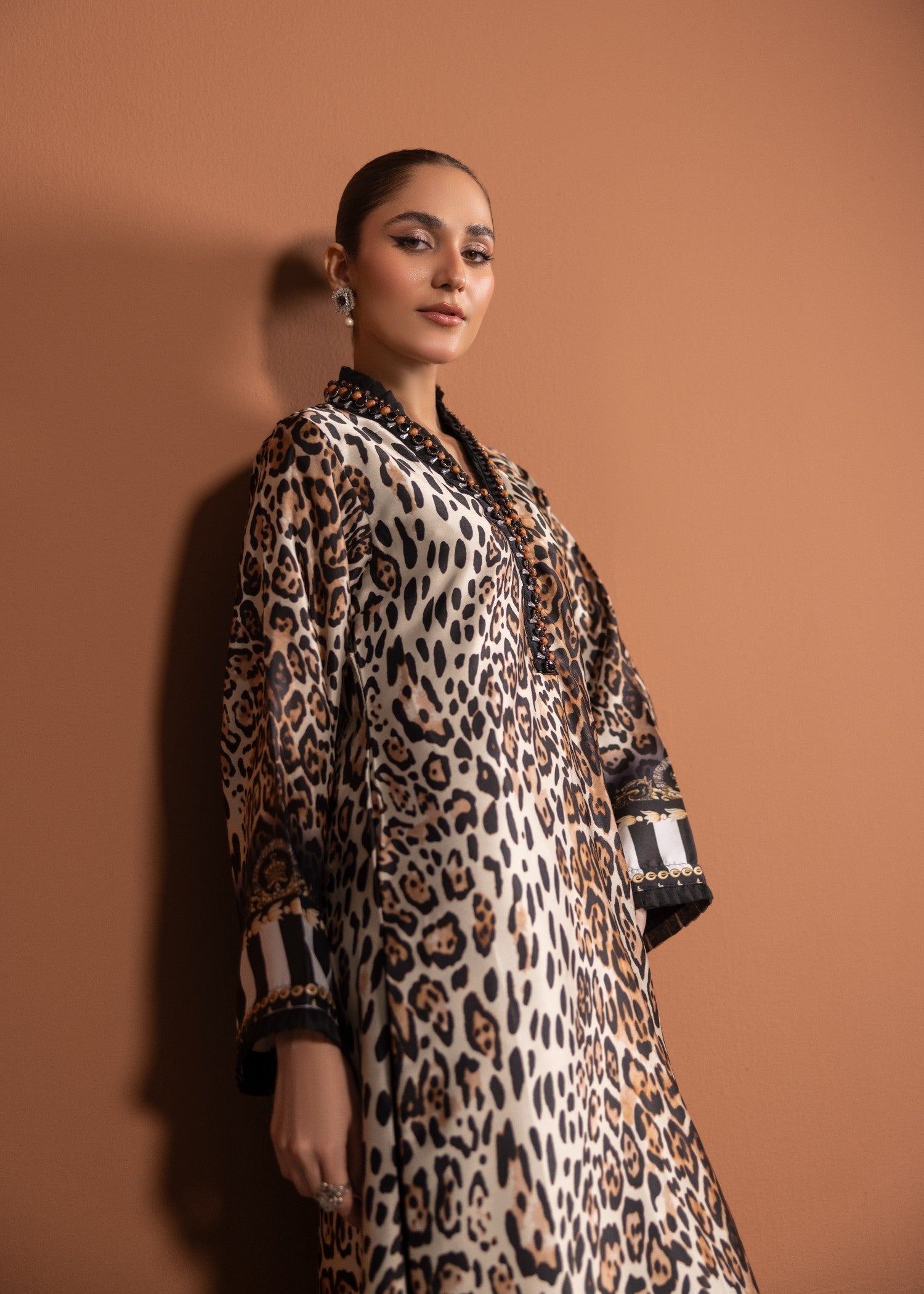 Alyssa LEOPARD PRINT SILK ALN22 Women 2pcs