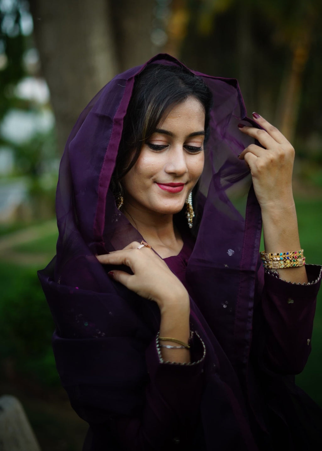 Suits By Sadia PURPLE SILK Women 3pcs