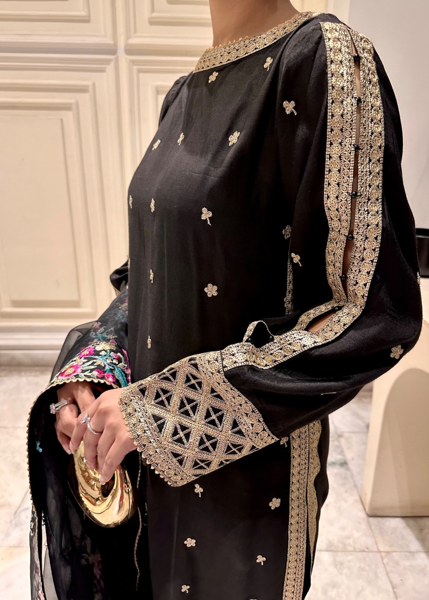 Suits By Sadia Black Silk Aneela Women 3pcs