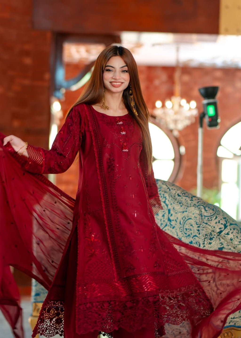 Suits By Sadia Maroon marvel Women 3pcs