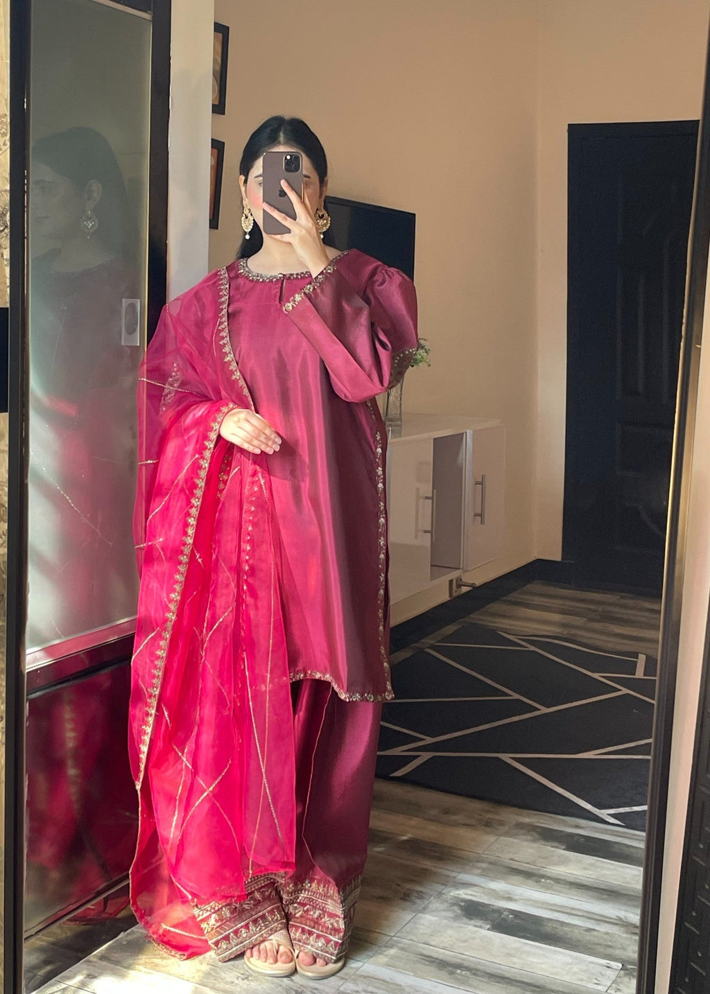 Shehroz Fashion Royal Wine Glow Women 3pcs