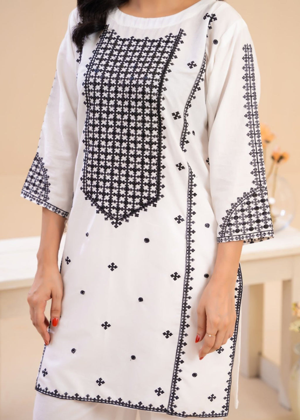 Zeenat & Zoha White black Women 3pcs