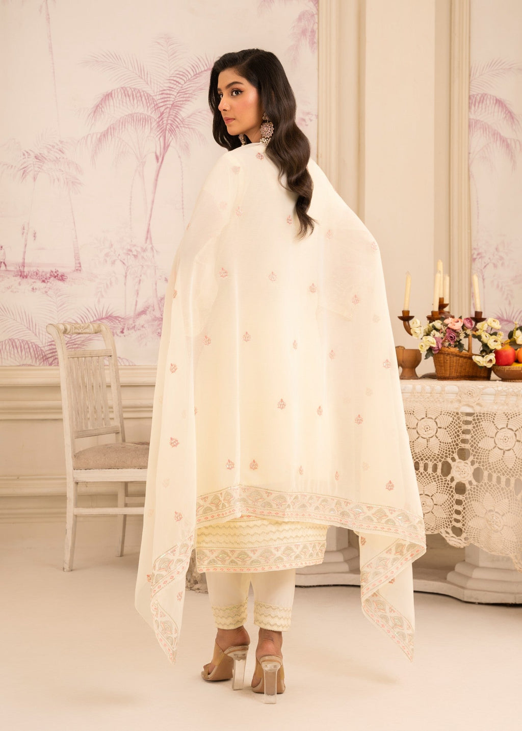 Four Season Boutique MEHAK CHIFFON CREAM Women 3pcs