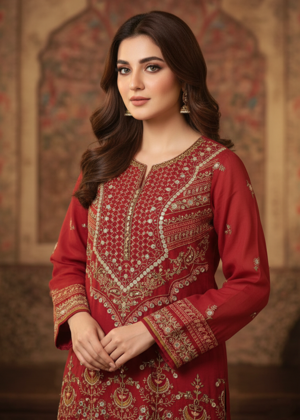 Diara Couture ZEENAT US 595 RED Women 3pcs