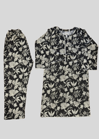 Salimas Stitched Lawn Suit – Classic Black & White Floral Women 2pcs