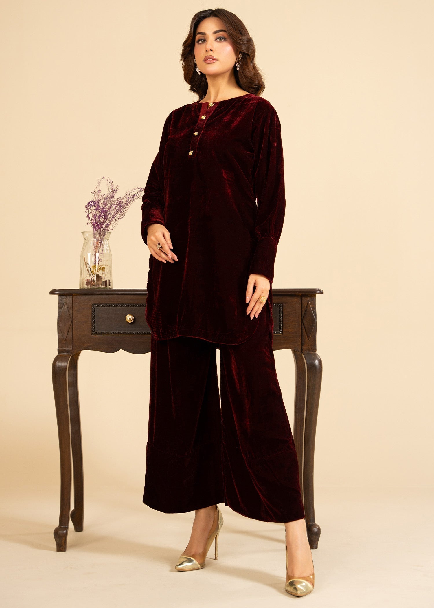 Momin Online Maroon Luxe Women 2pcs