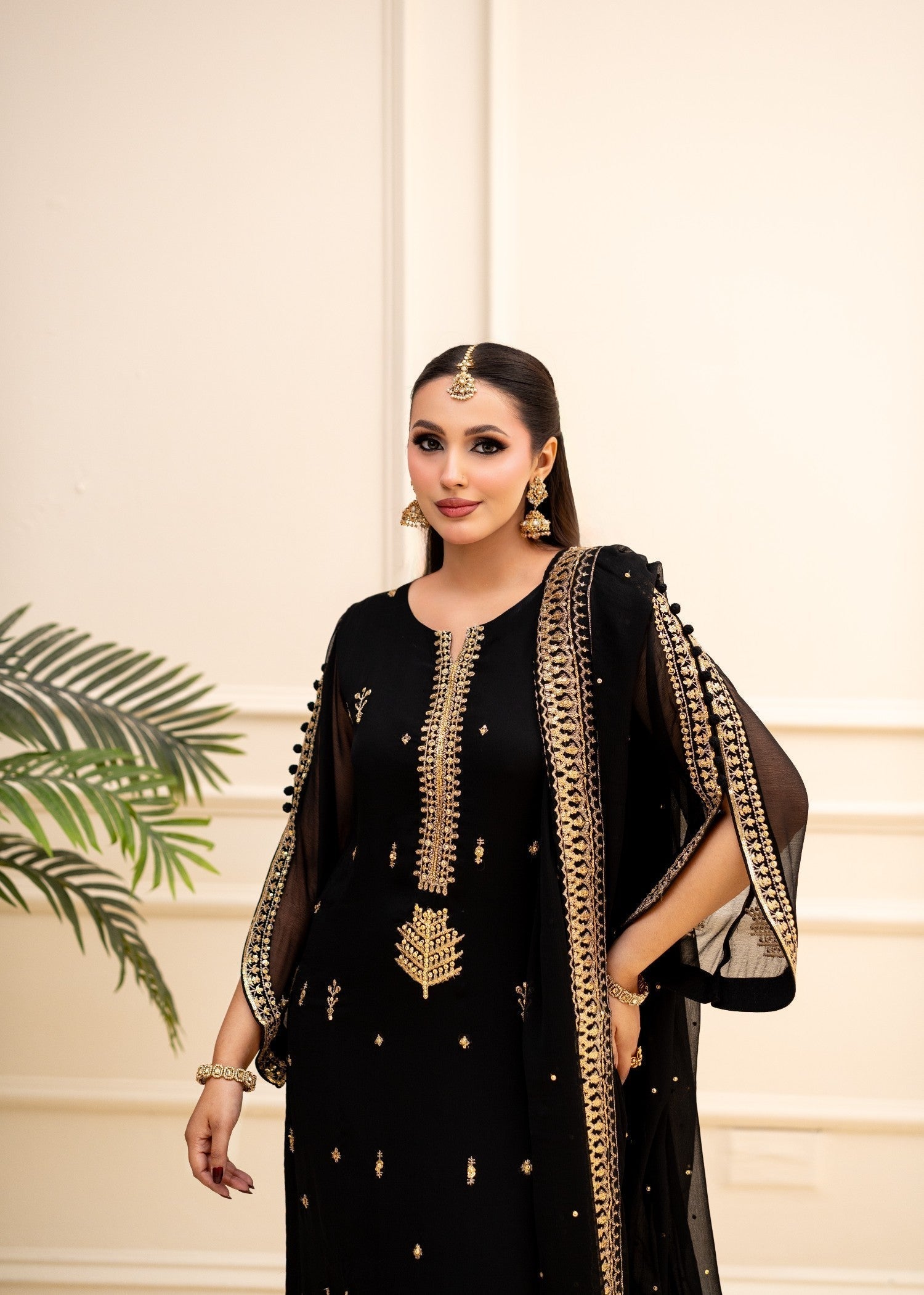 Alyssa Black Chiffon Suit ALL405 Women 3pcs