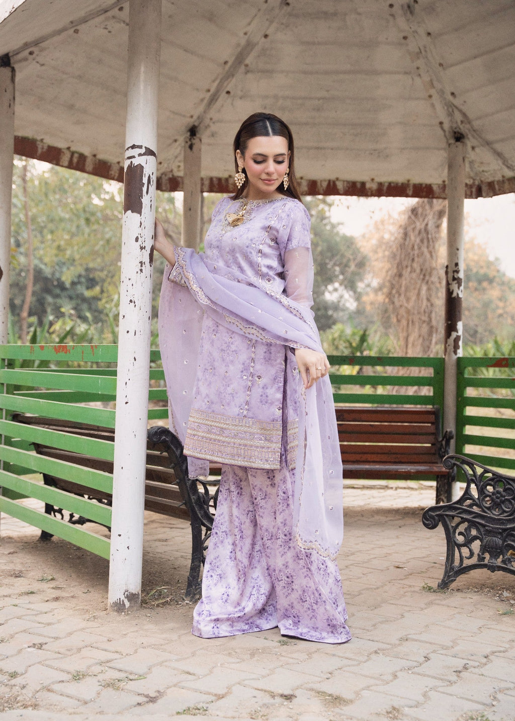 Maira Fashion Lilac Silk Plazo Set 75 Women 3pcs