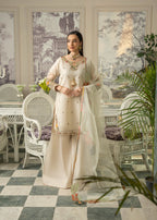 Maira Fashion Beige Embroidered Kurta set Women 4pcs