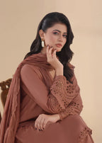 Luxeurs Cinnamon Embroidered Lawn Dress Women 3pcs