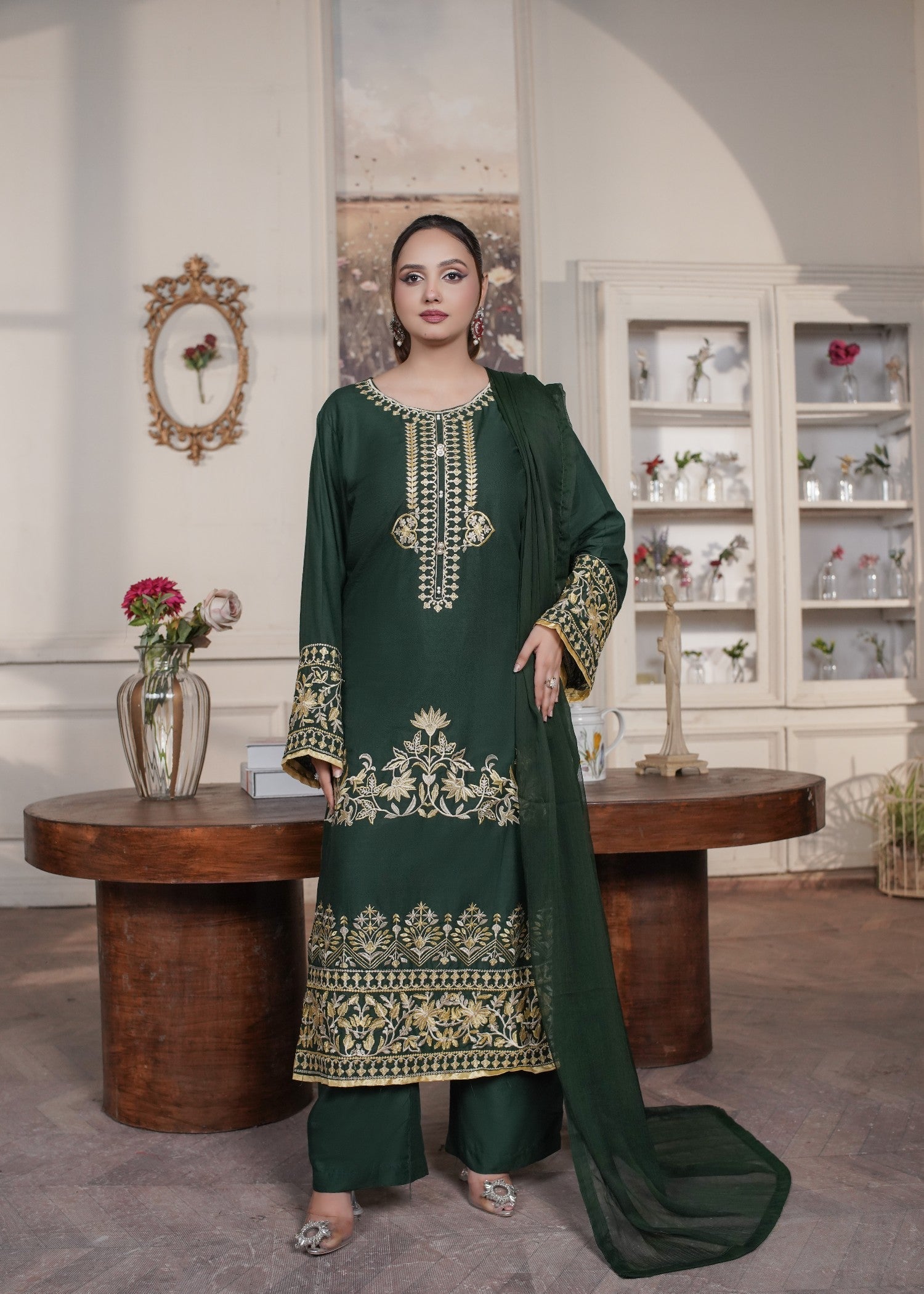 Gulposh Bella Green (Embroided ) Women 3pcs