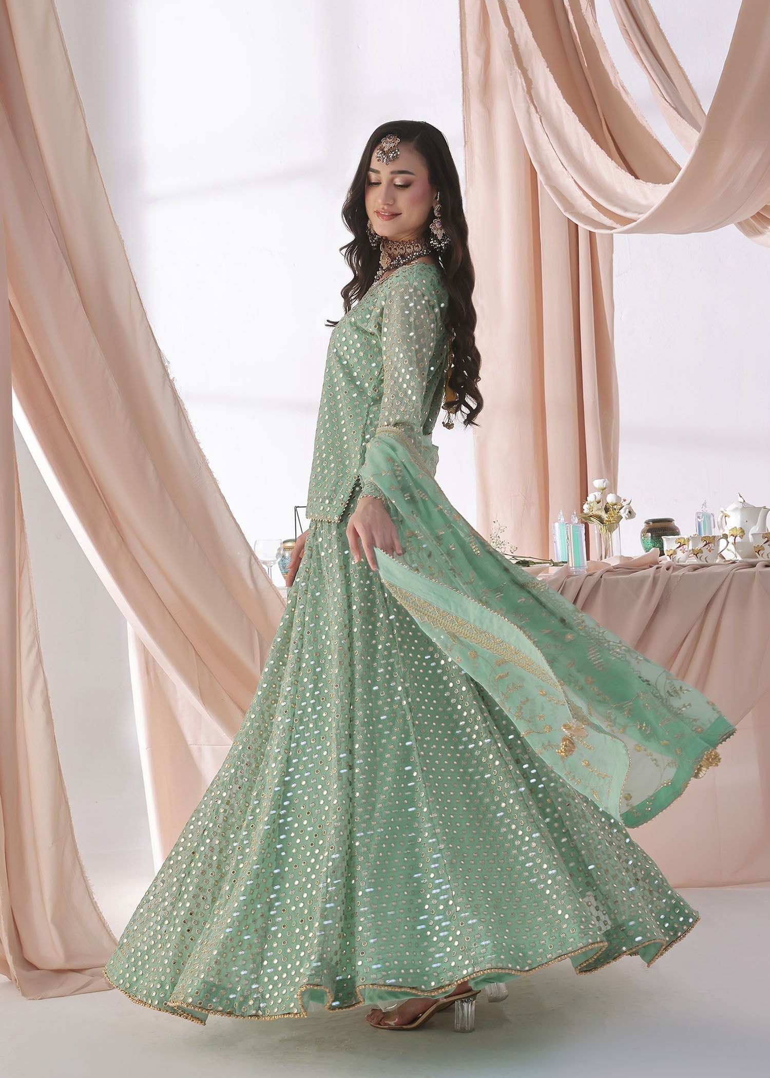 Ayesha Closet MEHJABEEN PASTEL GREEN Women 3pcs
