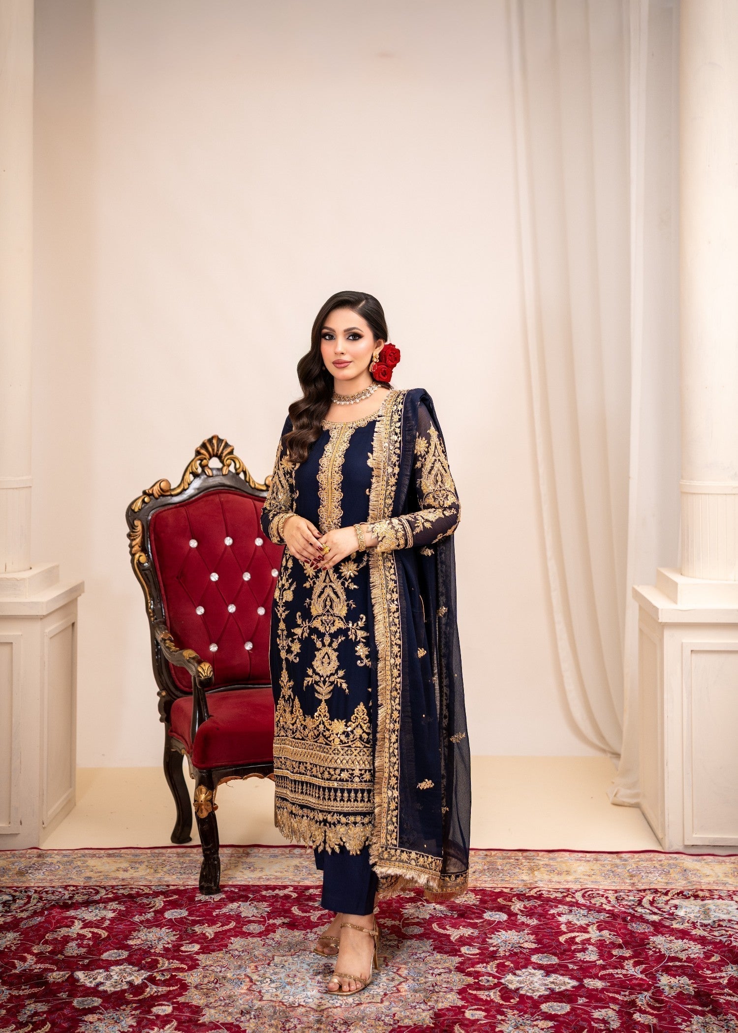 Alyssa Navy blue suit ALL402 Women 3pcs