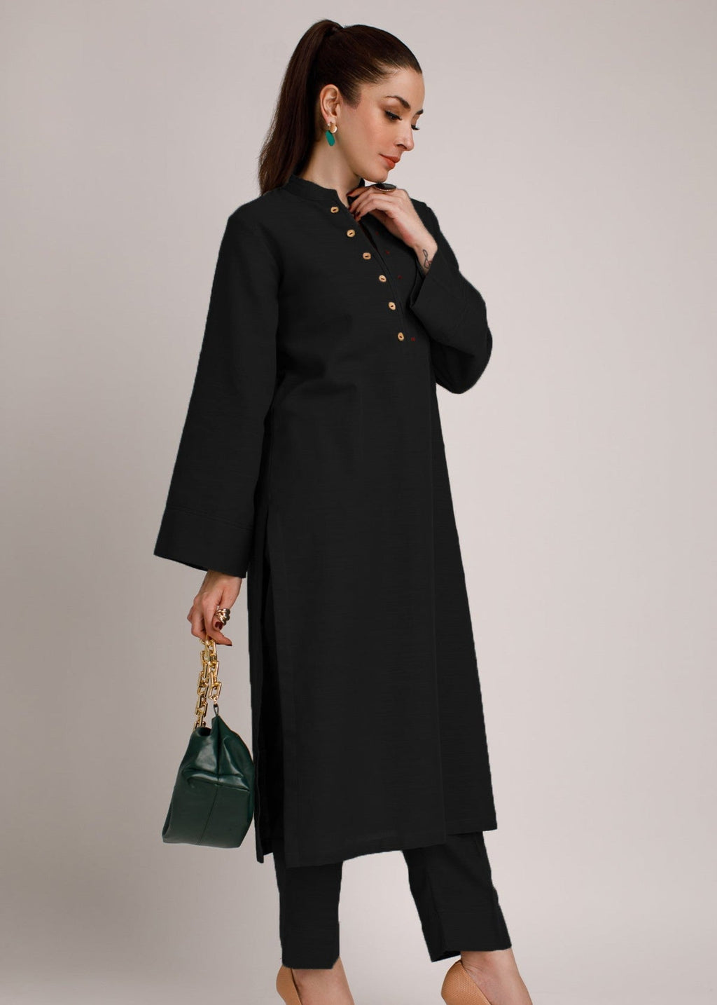 Peach Republic Black Khaddar Suit 03 Women 2pcs