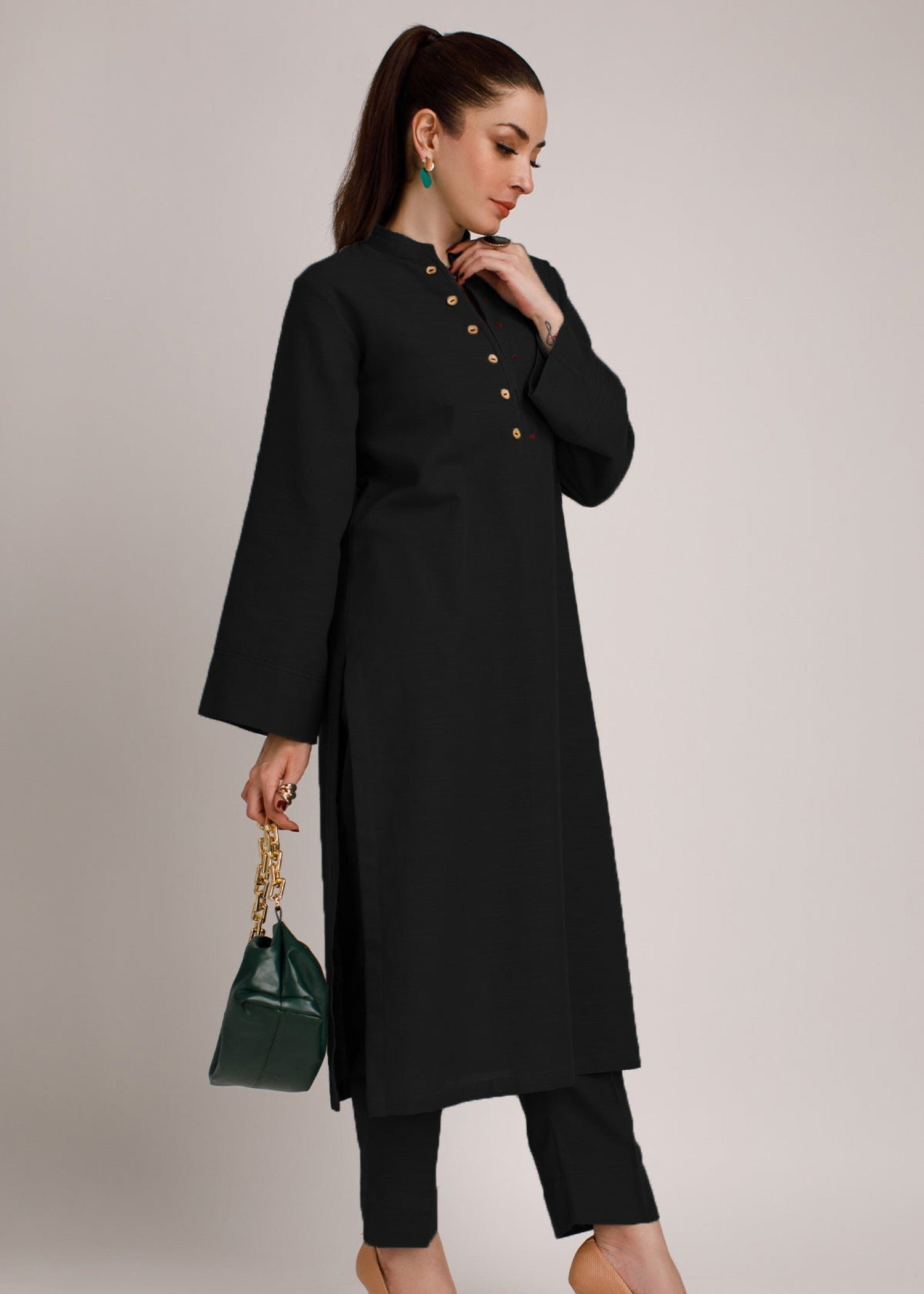 Peach Republic Black Khaddar Suit 03 Women 2pcs