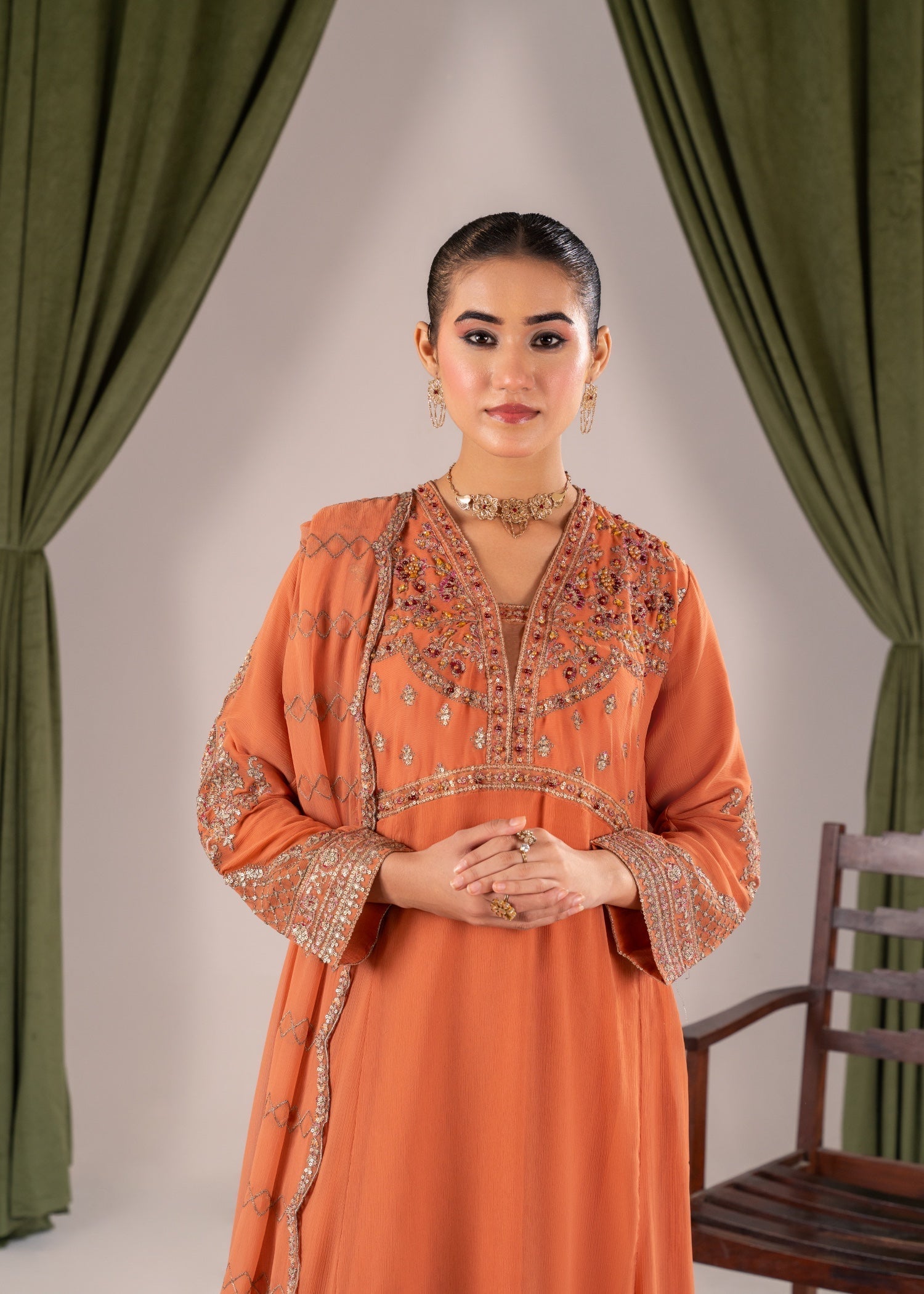 Pehnawa Fashion Flare Maxi chiffon Women 3pcs