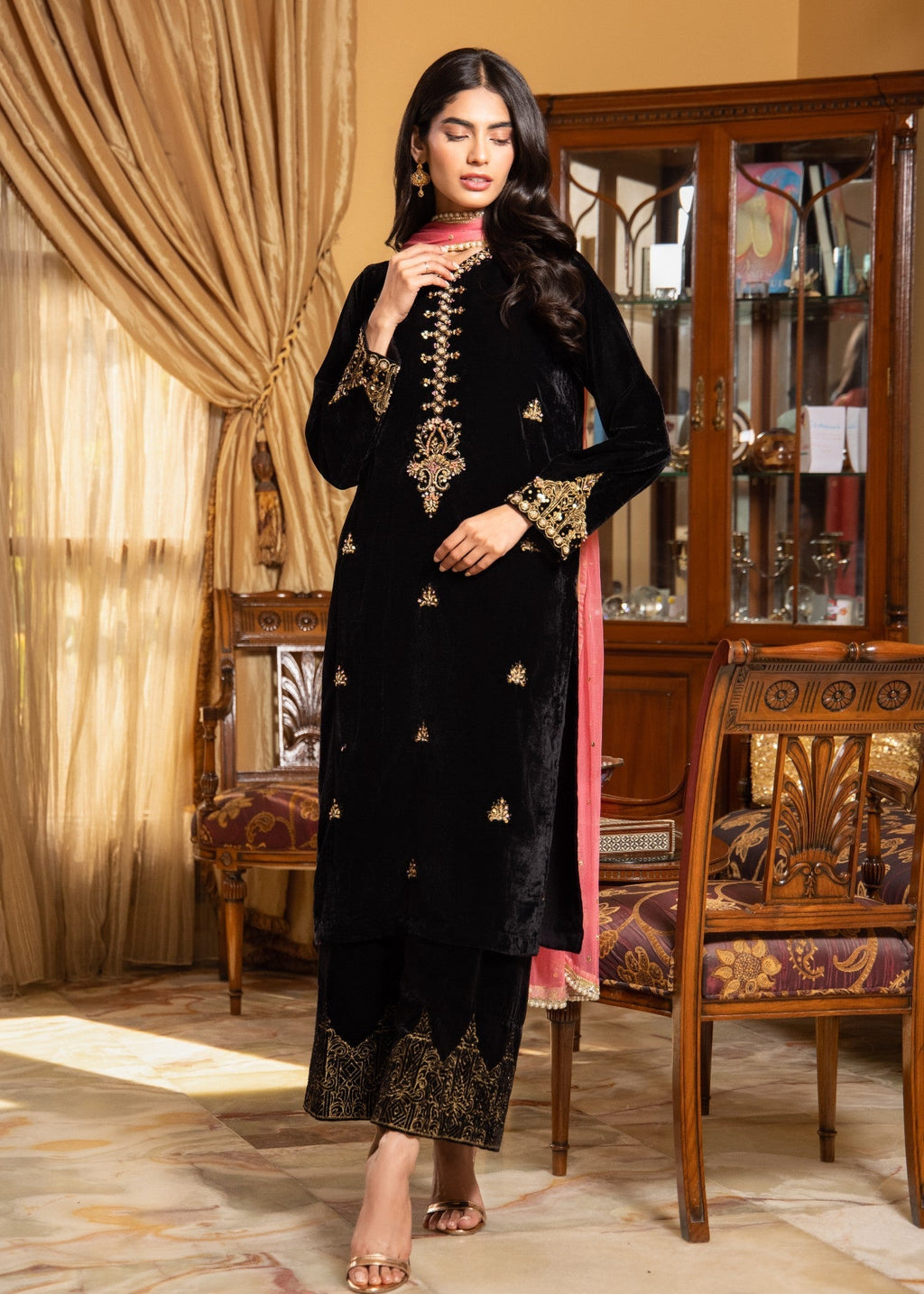 Oh Chintz Black Velvet Set Women 3pcs