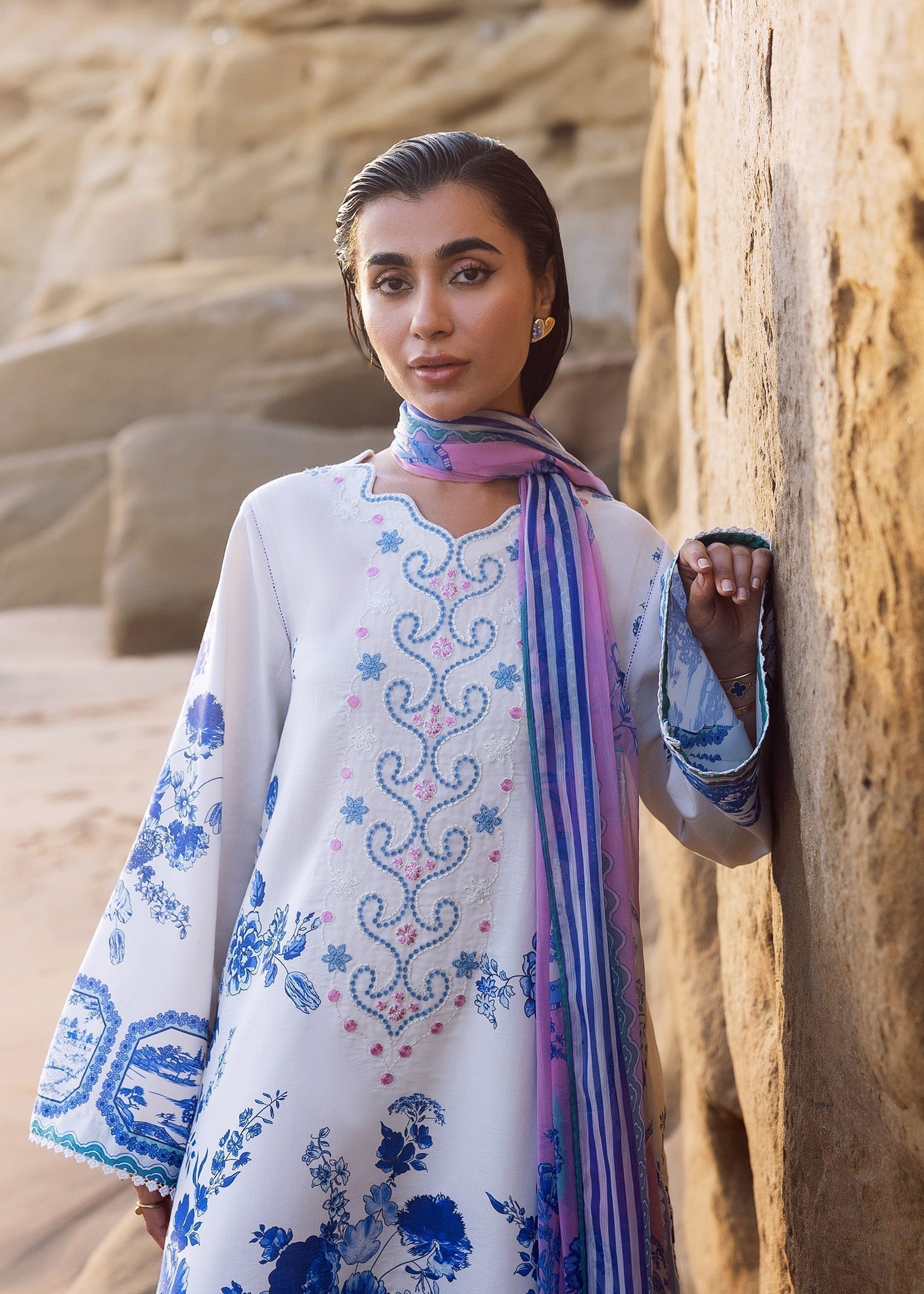 Sadaf Fawad Khan Blue Pottery Women 3pcs