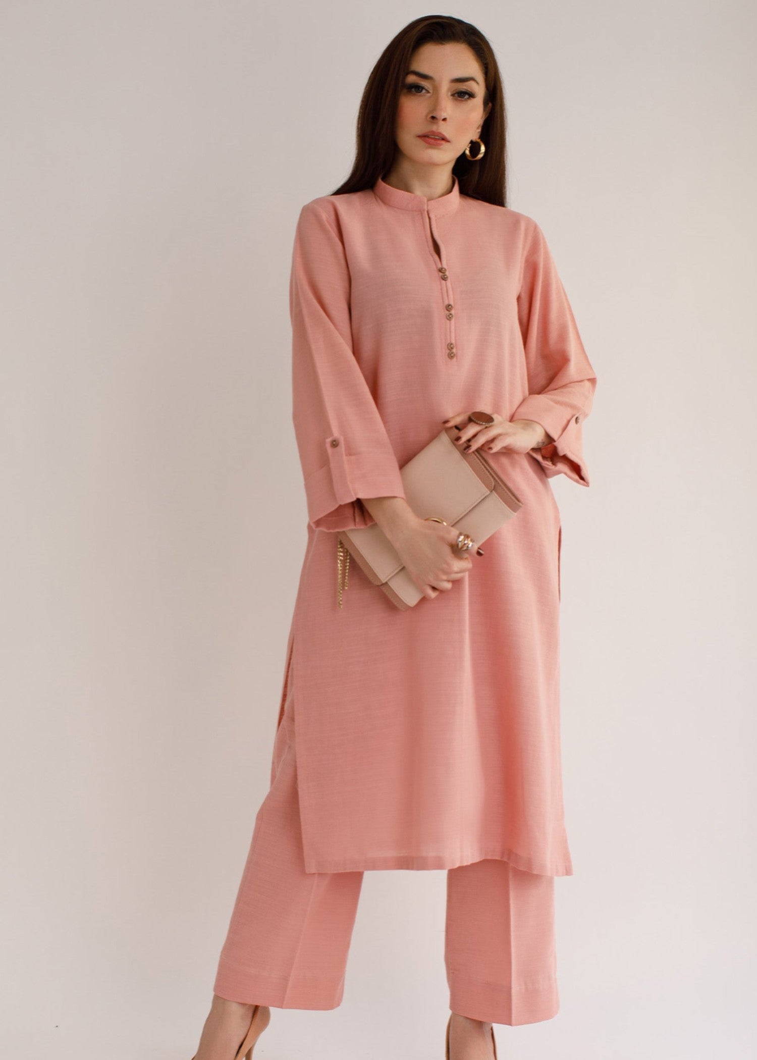 Peach Republic Tea Pink Khaddar Dress Women 2pcs