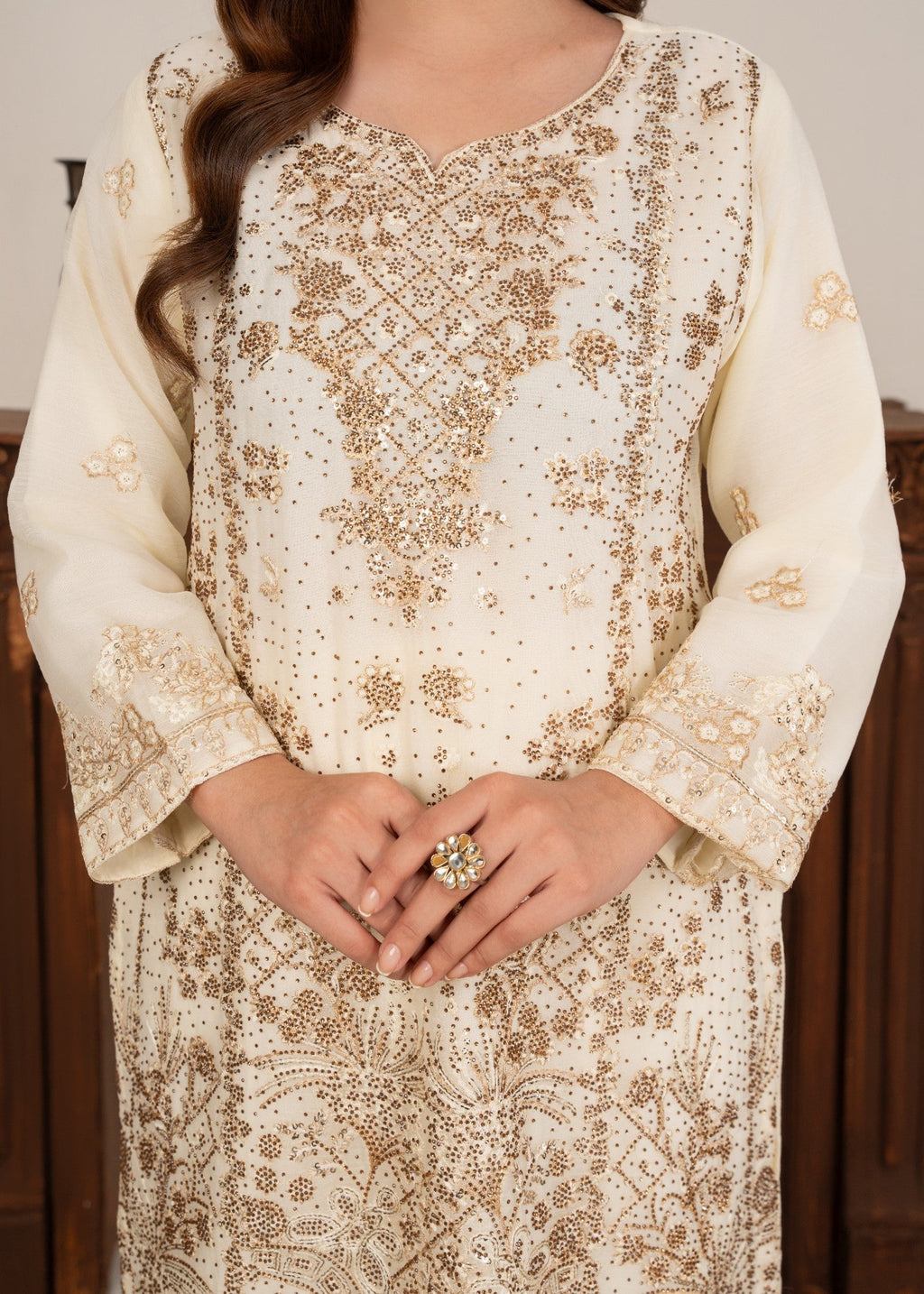 Four Season Boutique MAHAJABEEN CREAM Women 3pcs