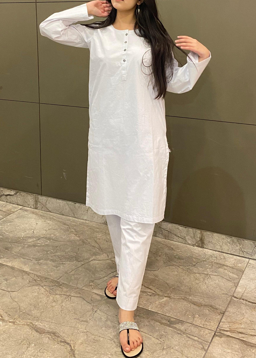 Namal Zara Ltd white Cotton Set Women 2pcs