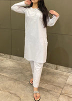 Namal Zara Ltd white Cotton Set Women 2pcs