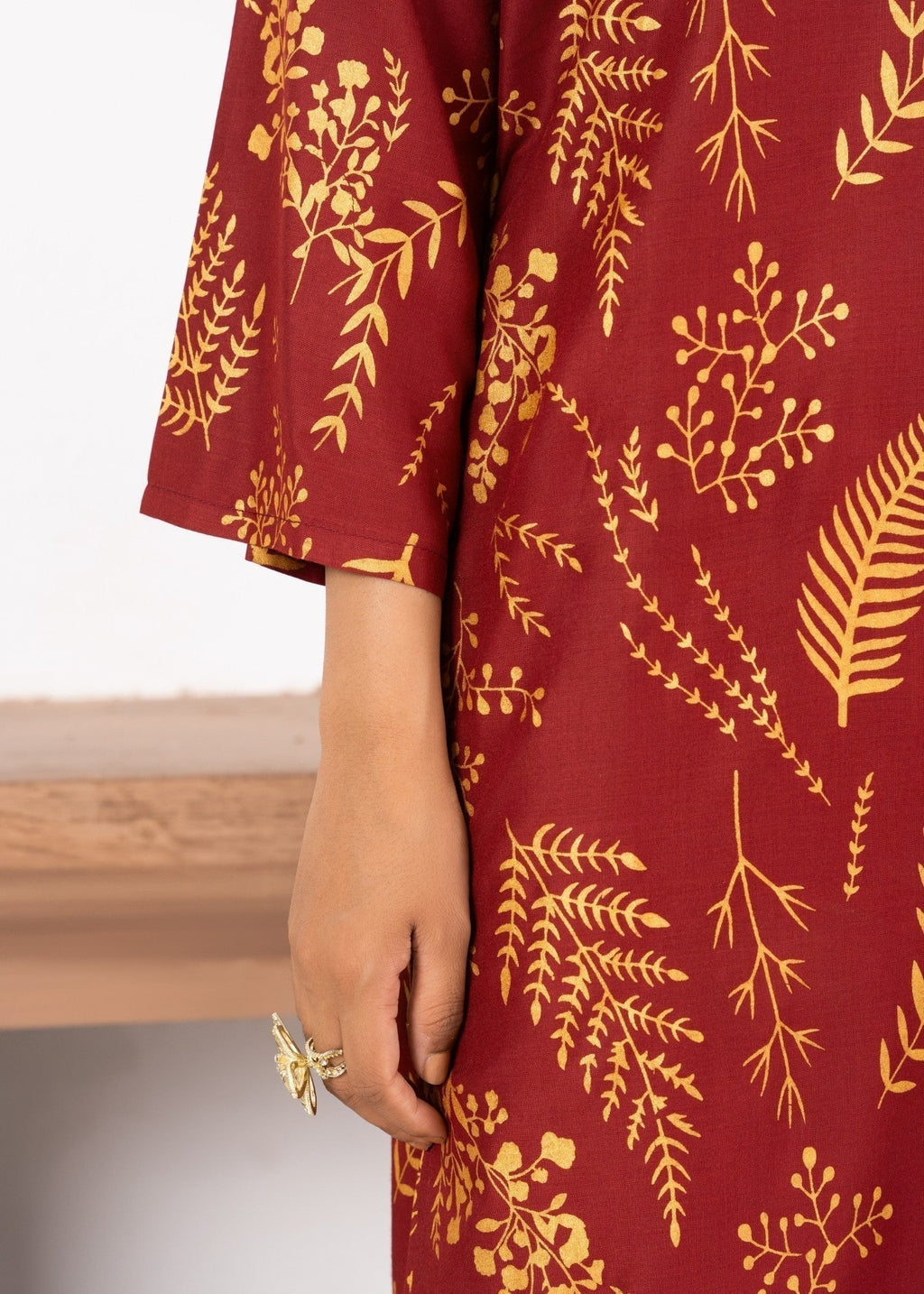 Chaudhary Arts Leave mahroon Women 2pcs